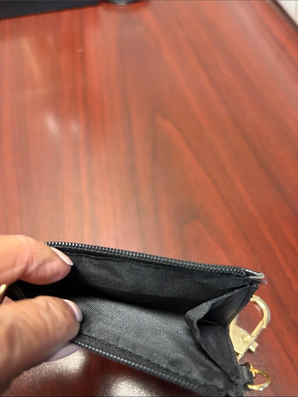 Black PU Leather Card Holder with Gold Bee Accent - Unbranded